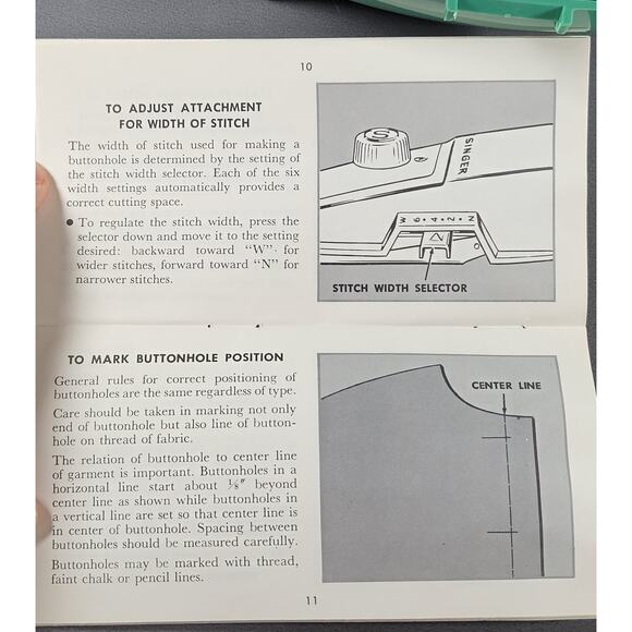 Vintage Singer Buttonholer Attachment with Case and Manual 489500 USA 1960 - Picture 12 of 15